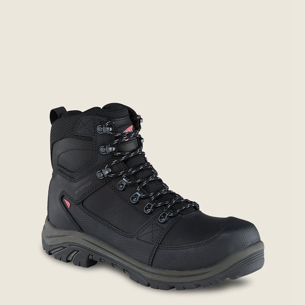 Mens Red Wing Trades - 6-inch Side-zip Waterproof Toe - Safety Boots Black - LRN063185